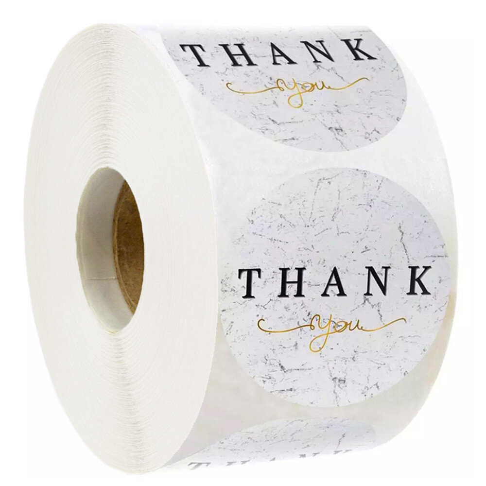 500 Stickers / roll gold foil stamping thank you sticker marble design 1.5 inch gift sealing sticker party decoration